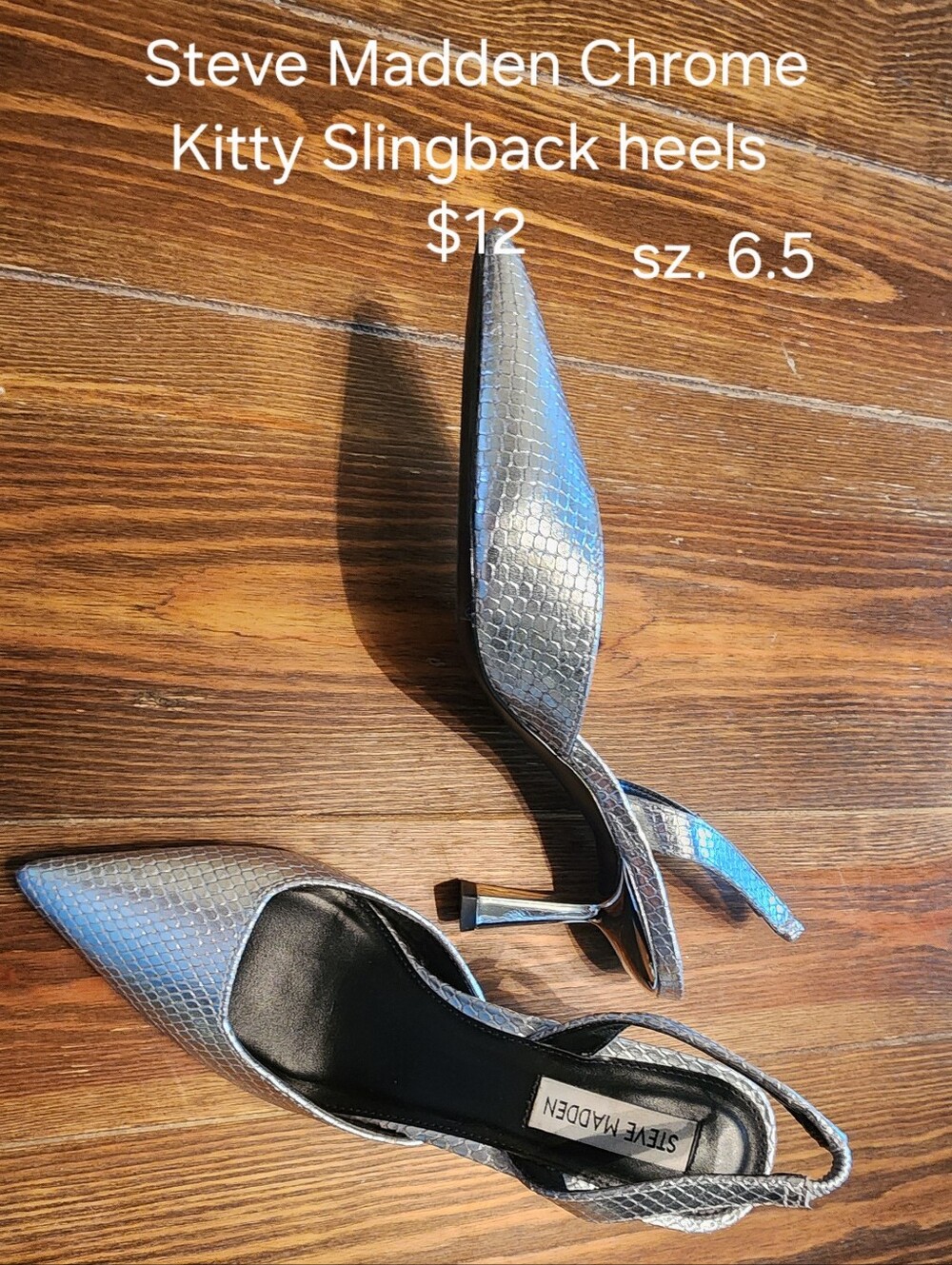 Steve Madden Silver Textured Slingback Heels